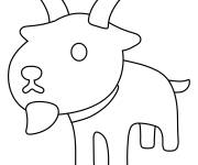 Coloriage Emoji ch&egrave;vre en noir et blanc