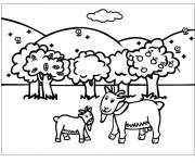 Coloriage Famille des ch&egrave;vres