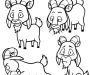 Coloriage Groupe de ch&egrave;vres rigolant