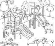 Coloriage Jeu d'obstacles avec caprins