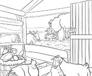 Coloriage La vie quotidienne des ch&egrave;vres de ferme