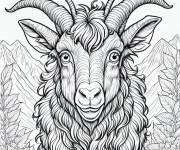 Coloriage Perspective d'un chevreau devant les montagnes