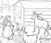 Coloriage Routine de la ch&egrave;vre de ferme