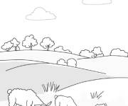 Coloriage Temps de p&acirc;turage pour les ch&egrave;vres