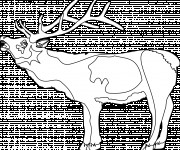 Coloriage Caribou ouvrant sa bouche