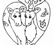 Coloriage et dessins gratuit Caribous amoureux à imprimer