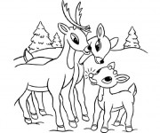 Coloriage Caribous en famille