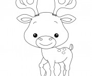 Coloriage Petit Caribou souriant