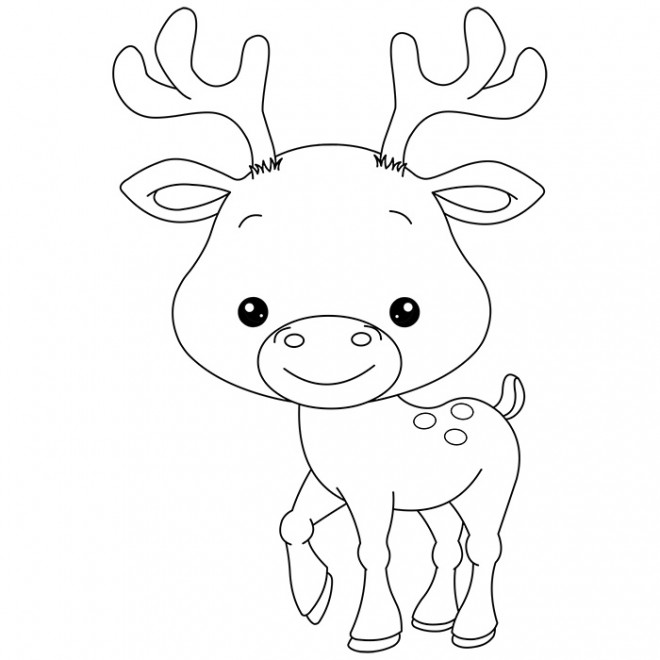 Coloriage et dessins gratuits Petit Caribou souriant à imprimer