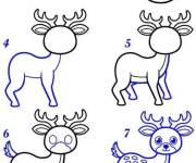 Coloriage Apprendre &agrave; dessiner un cerf facilement
