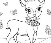 Coloriage Belle biche kawaii en maternelle