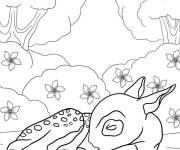 Coloriage Biche se reposant en plein air