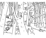 Coloriage Les cerfs jouent au cache-cache