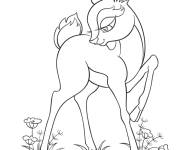 Coloriage Petit faon aime les fleurs
