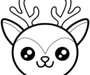 Coloriage et dessins gratuit Tête de cerf kawaii à imprimer