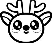 Coloriage et dessins gratuit Tête de cerf kawaii en ligne à imprimer