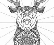 Coloriage T&ecirc;te de Cerf magique anti-stress