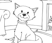 Coloriage Chat dans la maison