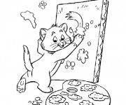 Coloriage Chat peintre