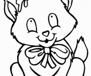 Coloriage et dessins gratuit Chat portant une noeud à imprimer