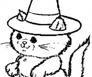 Coloriage Chat porte un chapeau de sorcière