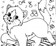 Coloriage Chat sur le piano