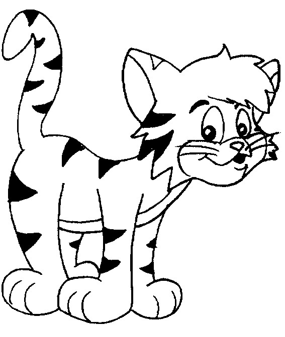 Coloriage Chat Tigre En Souriant Dessin Gratuit A Imprimer