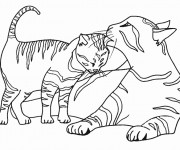 Coloriage et dessins gratuit Chaton et sa mère à imprimer