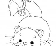 Coloriage Chaton sur le lit