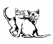 Coloriage Chatons en noir et blanc