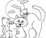 Coloriage et dessins gratuit Dessin Halloween et Chatons à imprimer