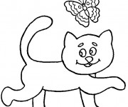 Coloriage Le papillon avec le chat