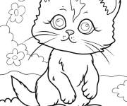 Coloriage Beau Chaton entour&eacute; de ces jouets