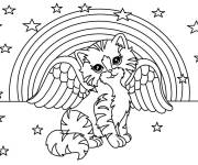 Coloriage Chaton avec des ailes
