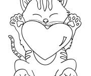 Coloriage Chaton avec un c&oelig;ur