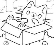 Coloriage Chaton coinc&eacute; dans une bo&icirc;te