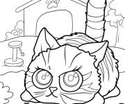 Coloriage Chaton dans la cour