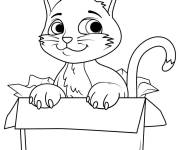 Coloriage Chaton dans une bo&icirc;te