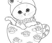 Coloriage Chaton dans une tasse