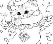 Coloriage Chaton de noel