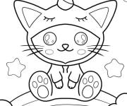 Coloriage Chaton en costume de licorne