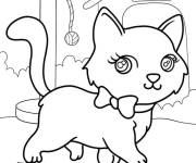 Coloriage Chaton fille avec arc