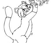 Coloriage Chaton joue avec le papillon