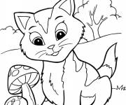 Coloriage Chaton joue dans la nature