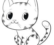 Coloriage Chaton kawaii assis