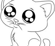 Coloriage Chaton kawaii pour les petits
