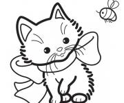 Coloriage Chaton mignon avec l'abeille