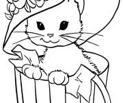 Coloriage Chaton portant un beau chapeau