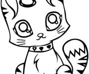 Coloriage Chaton ray&eacute; pour enfant