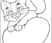 Coloriage Chaton saint valentin